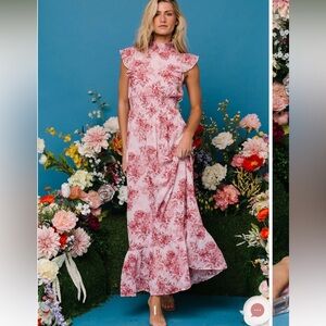 Floral Pink Sleeveless Dress